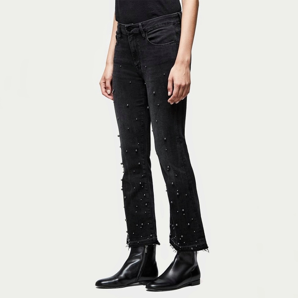 Frame Le Crop Mini Boot Flare Pearl Dark Denim Jeans Size 24